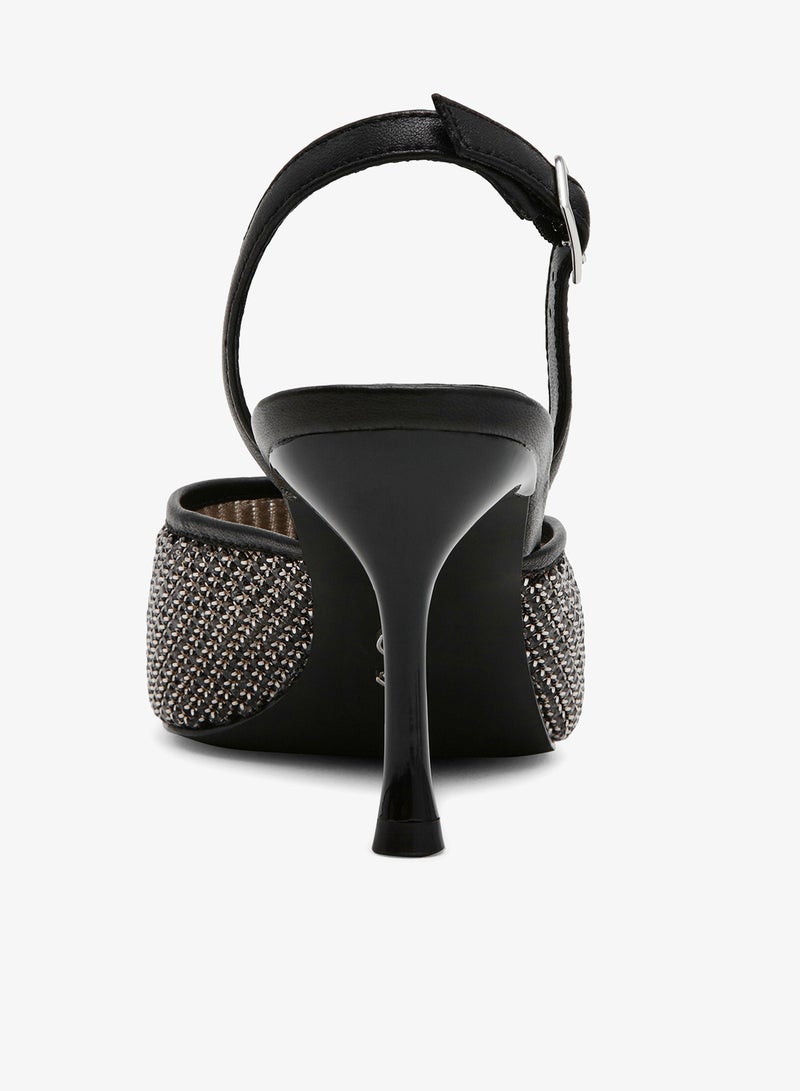 ستيف مادن حذاء بكعب من جلد البولي يوريثين النابا مرصع بالكريستال - Image 3